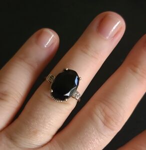 Faceted Onyx Sterling Ring